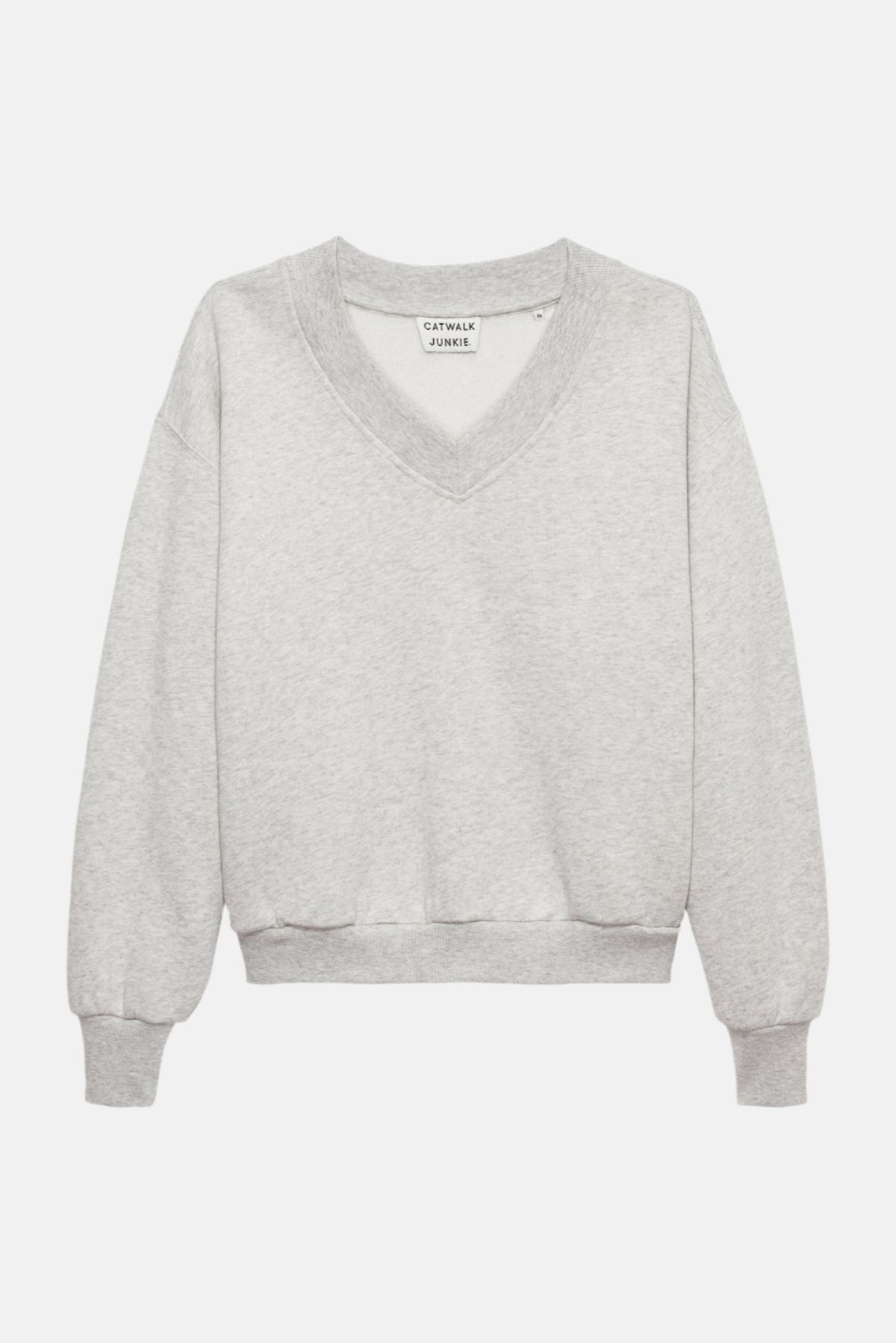 Sweater With V-neck - grey melange