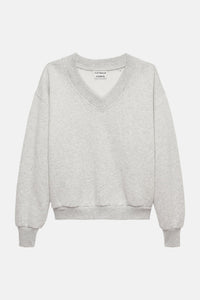 Sweater With V-neck - grey melange