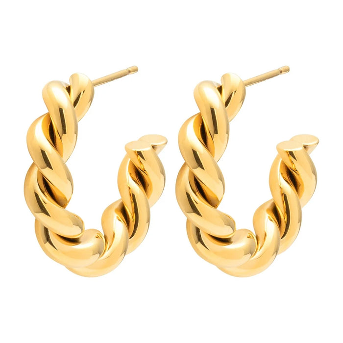 Oorstekers Chunky Twisted Hoops - goud