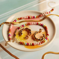 Oorstekers Chunky Twisted Hoops - goud