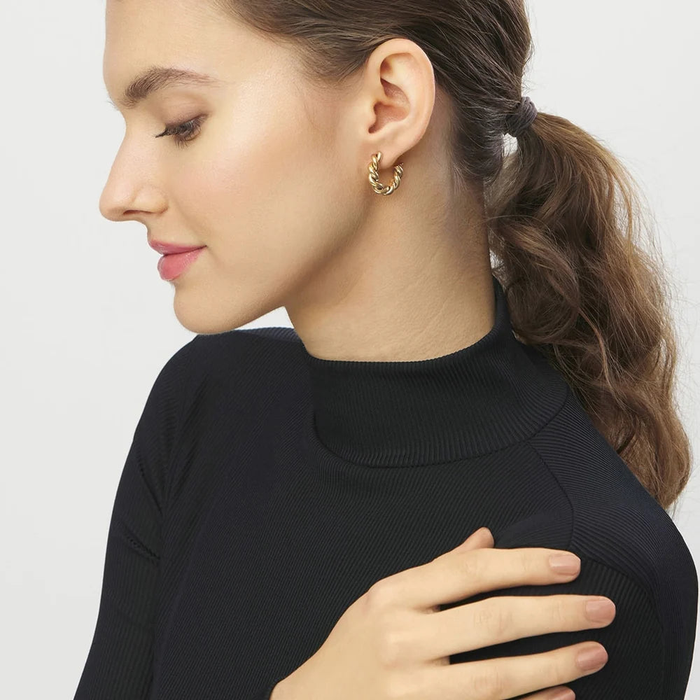 Oorstekers Chunky Twisted Hoops - goud