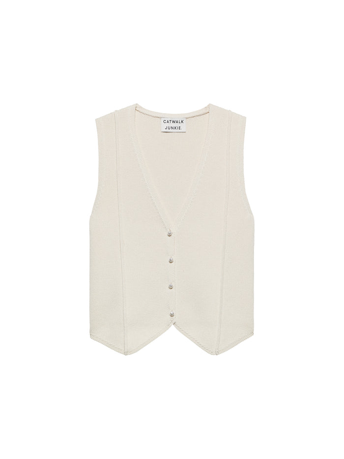 Top Knitted Waistcoat - ecru