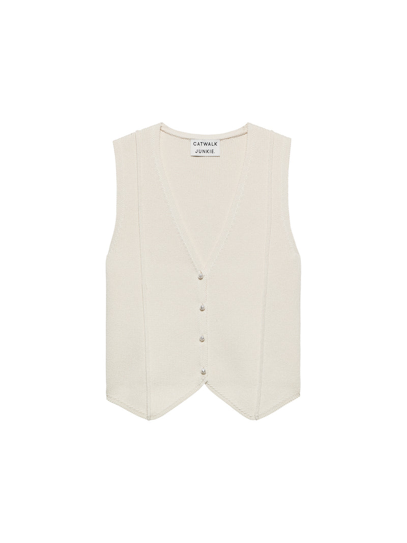 Top Knitted Waistcoat - ecru