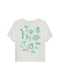 T-shirt Graphic Roll Up - ecru/groen