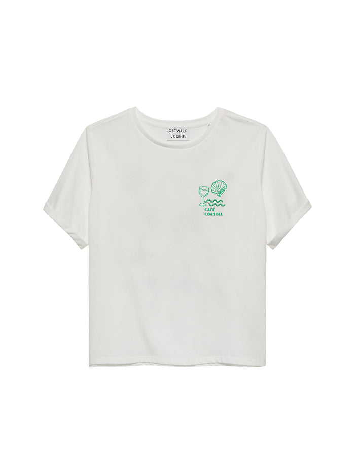 T-shirt Graphic Roll Up - ecru/groen
