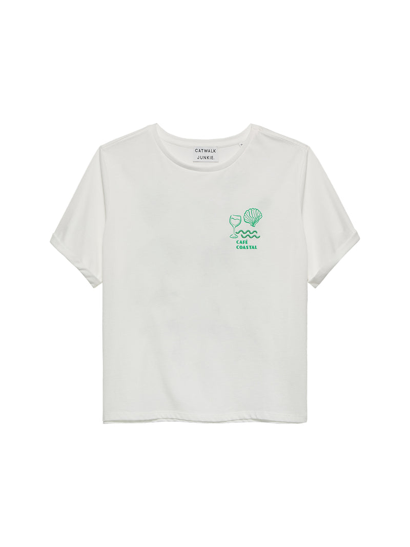 T-shirt Graphic Roll Up - ecru/groen
