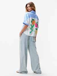 Blouse Short Sleeve With Graphic - blauw