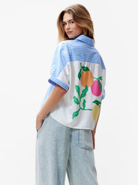 Blouse Short Sleeve With Graphic - blauw