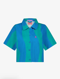 Blouse Cropped Carlo - blauw/groen