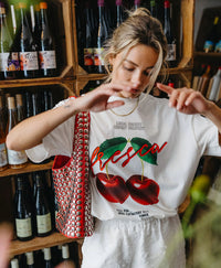 T-shirt Oversized Graphic Cherry - wit