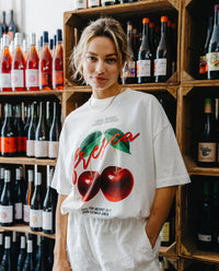 T-shirt Oversized Graphic Cherry - wit