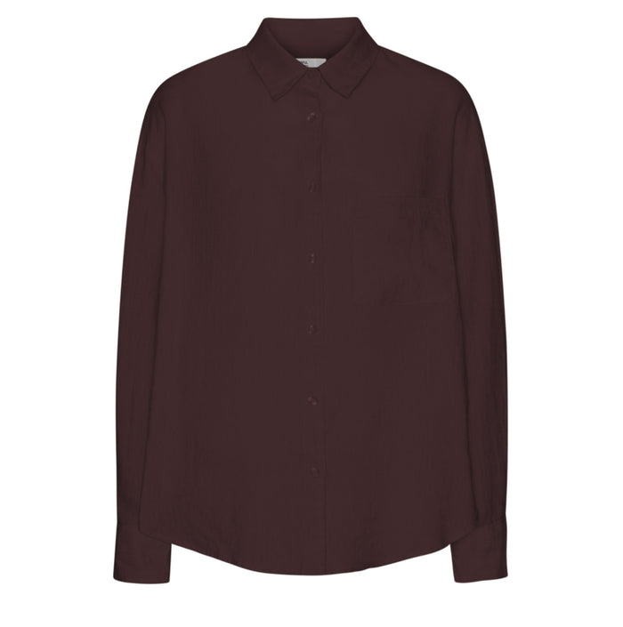 Blouse Linen Oversized - oxblood red
