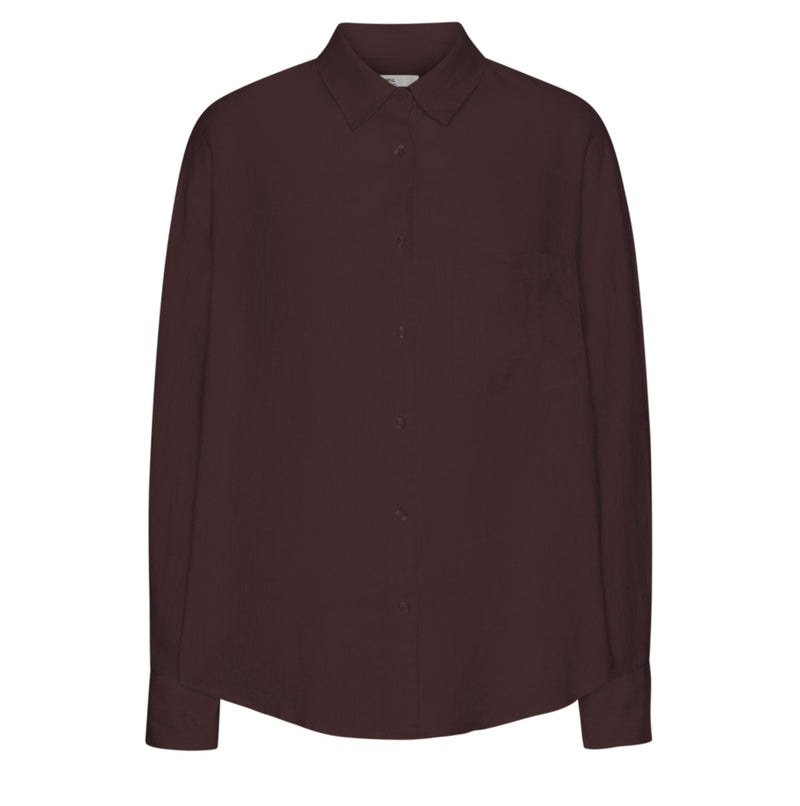 Blouse Linen Oversized - oxblood red