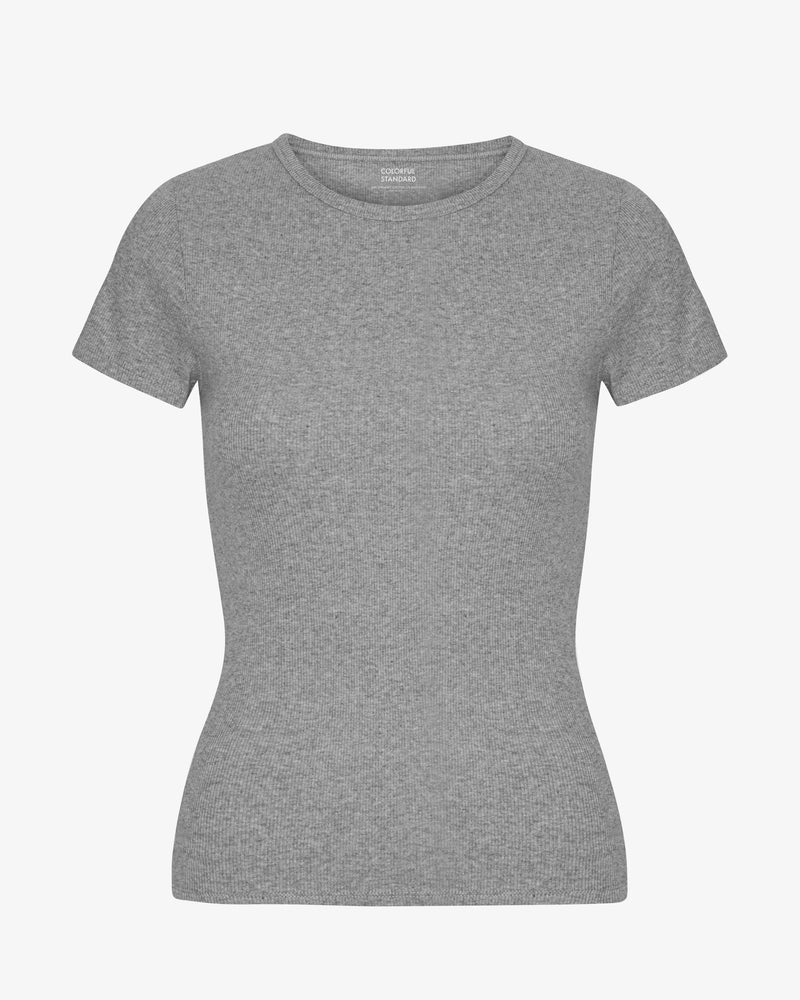 T-shirt Organic Rib SS - heather grey