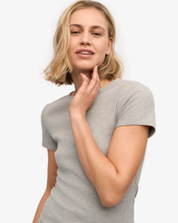 T-shirt Organic Rib SS - heather grey