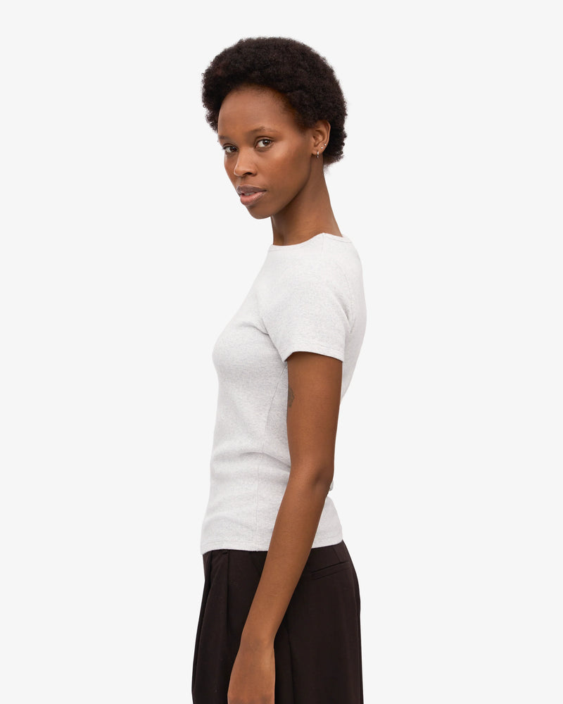 T-shirt Organic Rib SS - snow melange
