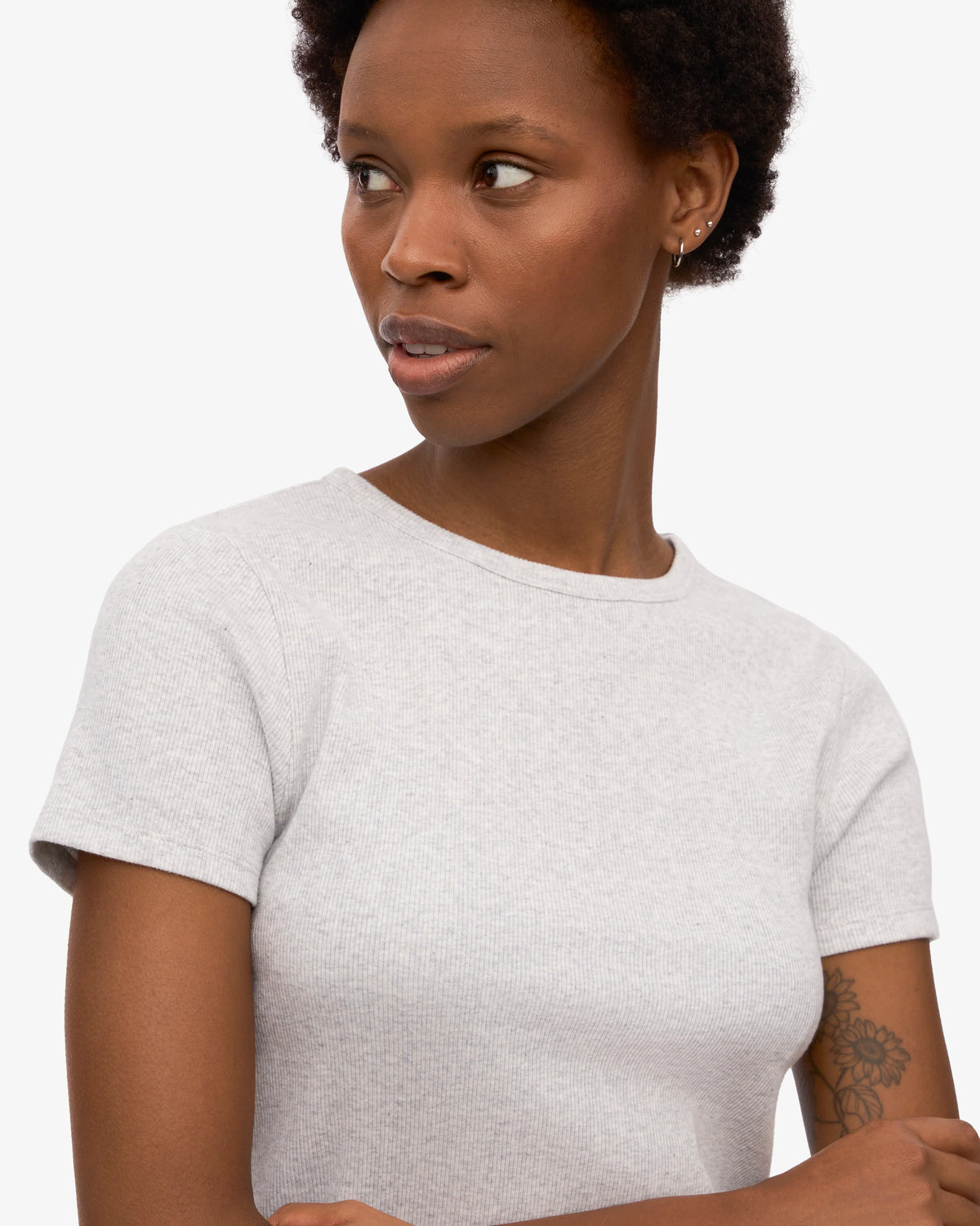 T-shirt Organic Rib SS - snow melange