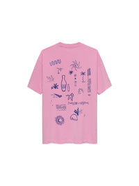 T-shirt Oversized Graphic Fish - roze