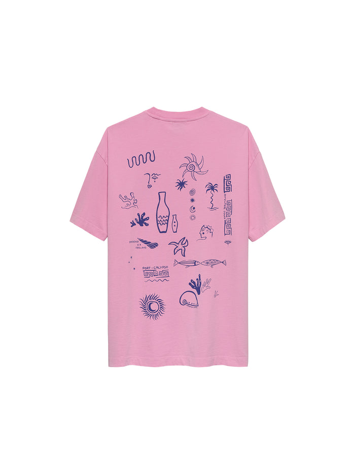 T-shirt Oversized Graphic Fish - roze