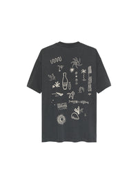 T-shirt Oversized Graphic Fish - faded black