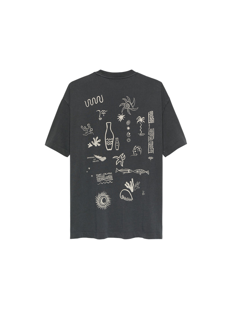 T-shirt Oversized Graphic Fish - faded black