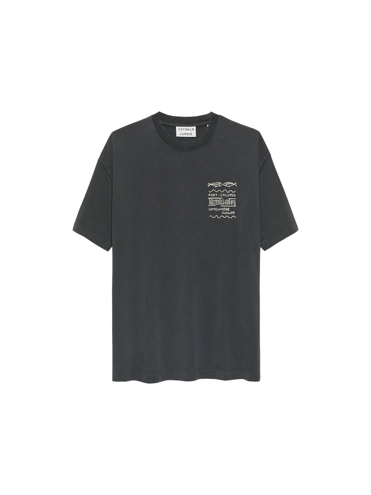 T-shirt Oversized Graphic Fish - faded black