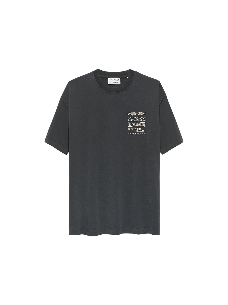 T-shirt Oversized Graphic Fish - faded black