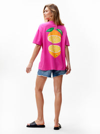 T-shirt Oversized Graphic Lemonade  - roze