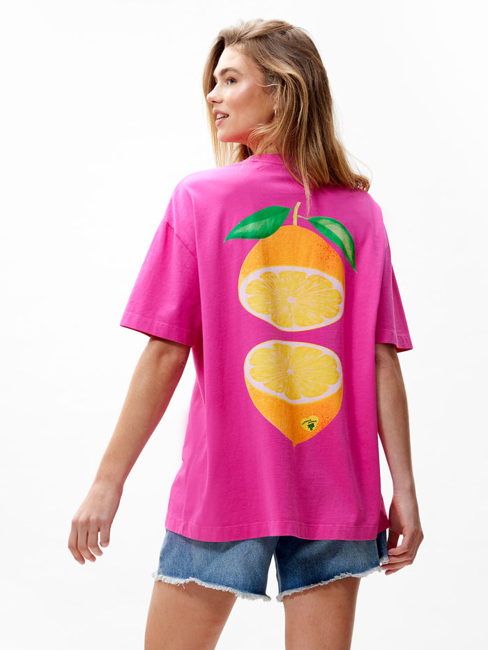 T-shirt Oversized Graphic Lemonade  - roze