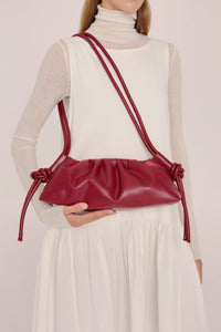 Dumpling Vegan Leather Bag - cherry red