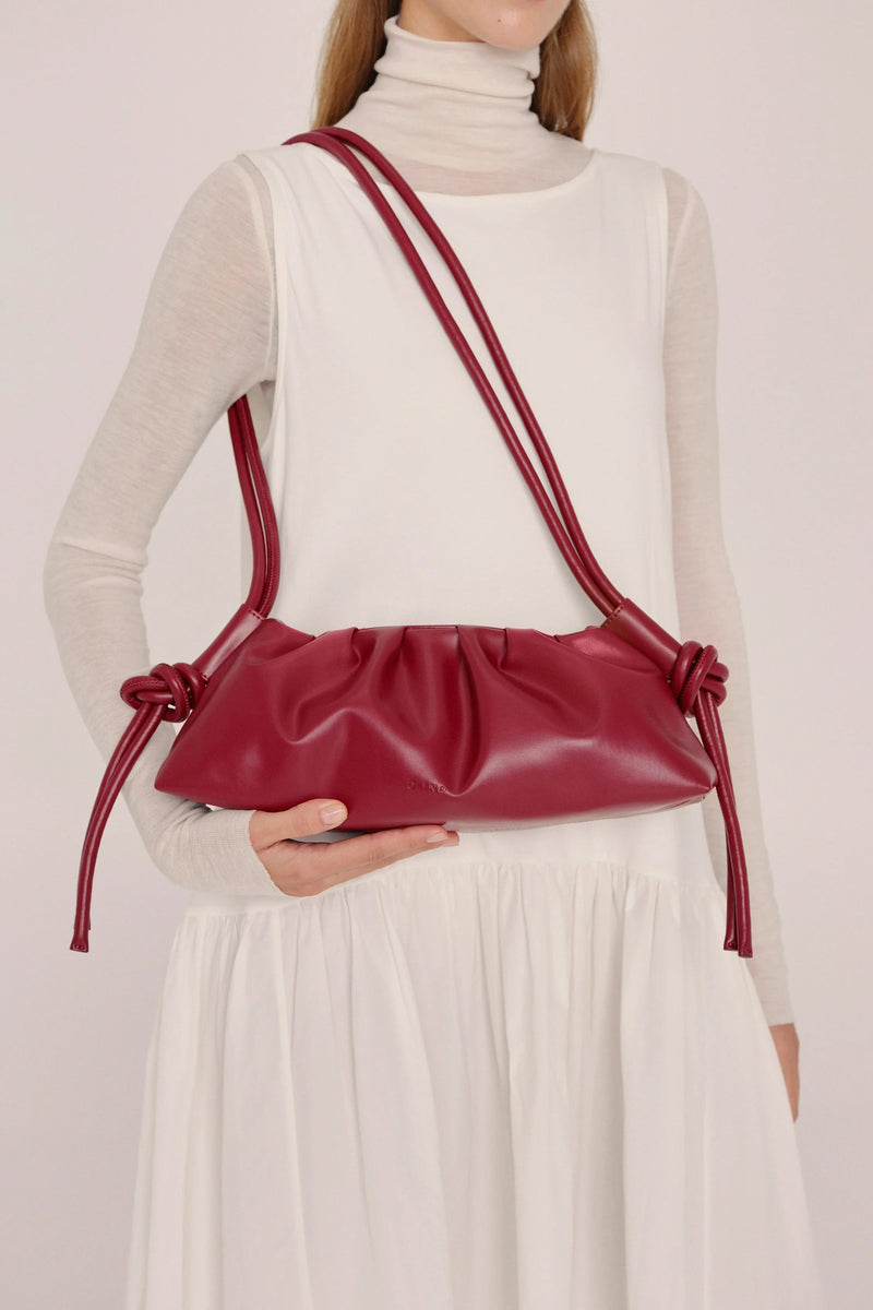 Dumpling Vegan Leather Bag - cherry red