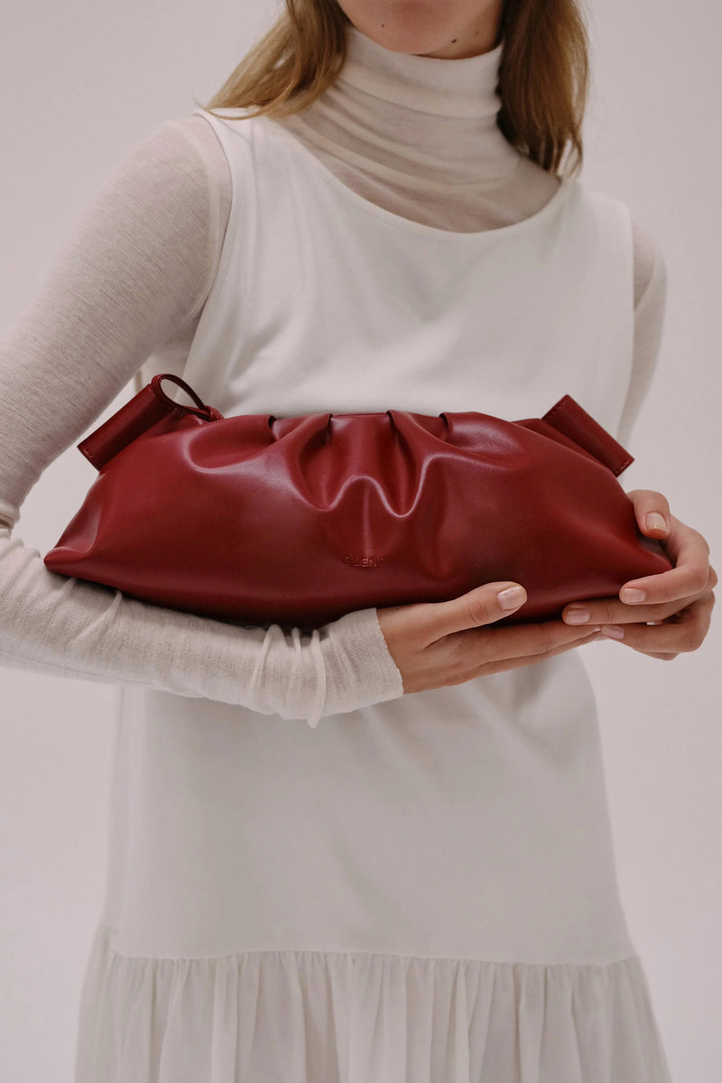 Dumpling Vegan Leather Bag - cherry red