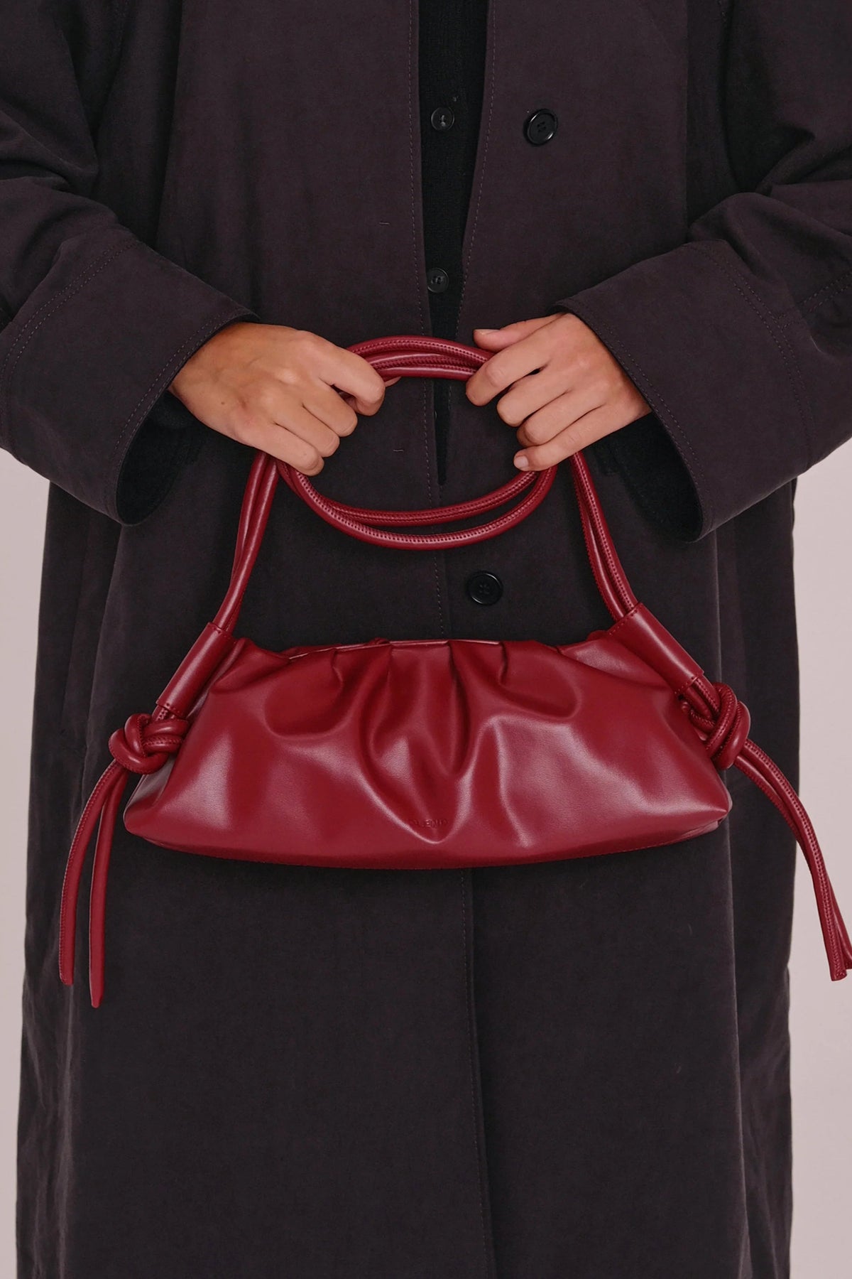 Dumpling Vegan Leather Bag - cherry red
