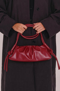 Dumpling Vegan Leather Bag - cherry red