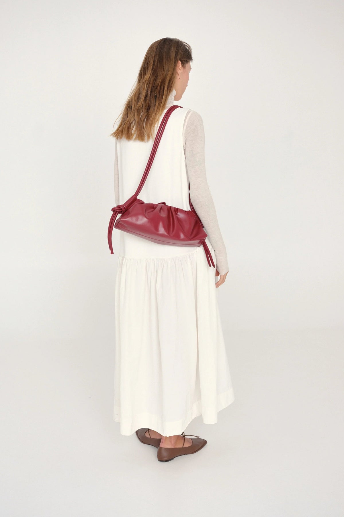 Dumpling Vegan Leather Bag - cherry red