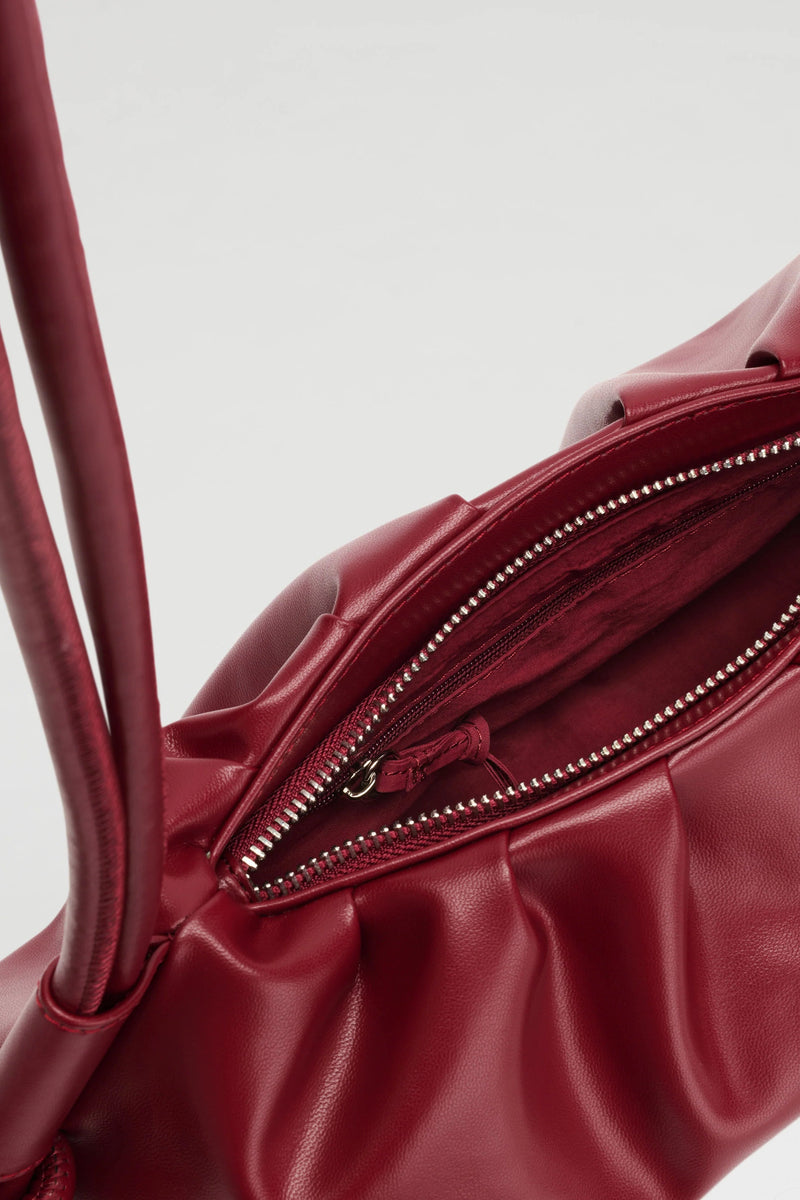 Dumpling Vegan Leather Bag - cherry red