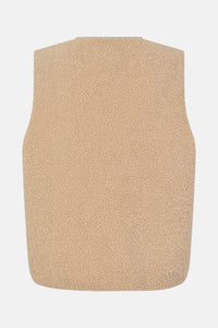 Beige fleece vest on a white background