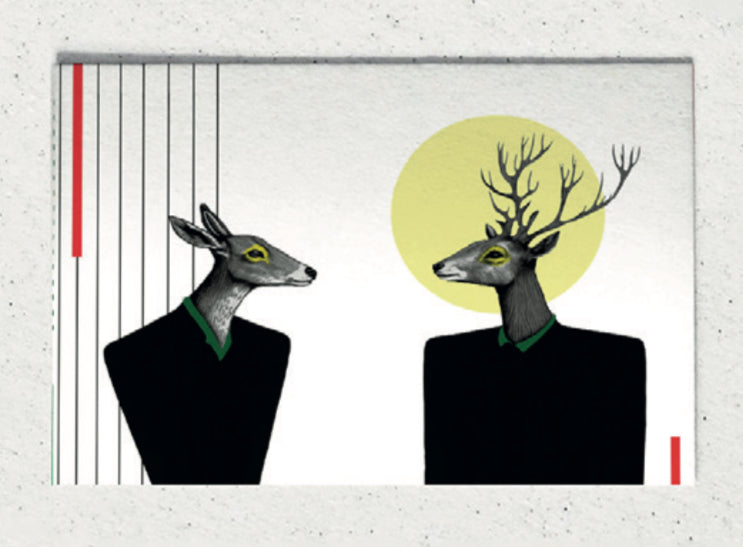 Kaartje - herten in kostuum