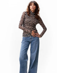 Shirt Leopard LS - bruin