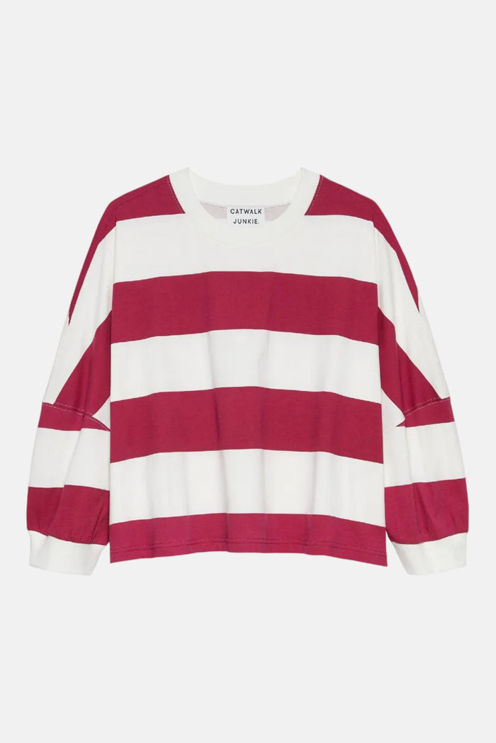 T-shirt Oversized Bold Striped - cranberry juice