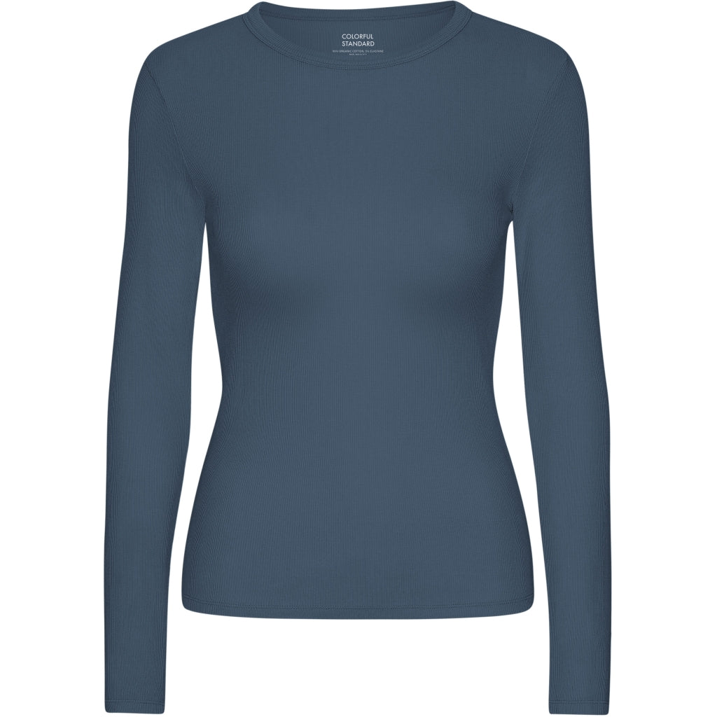 Shirt Organic Rib LS - petrol blauw
