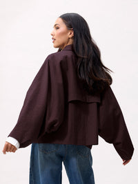 Jas Check Cape - plum