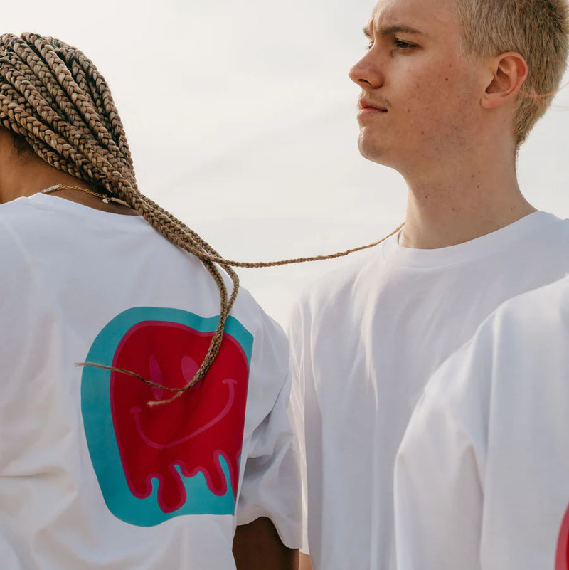 T-shirt Drippy Smiley - wit
