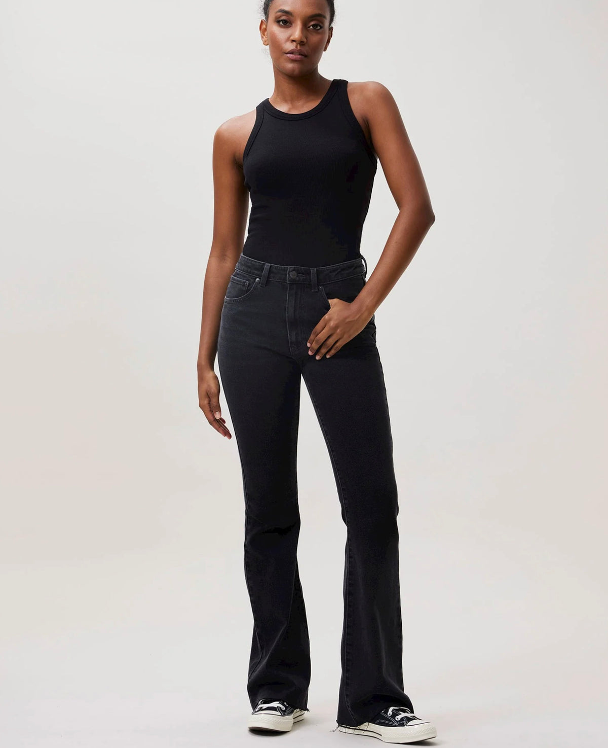 Jeans Flare - afgewassen zwart