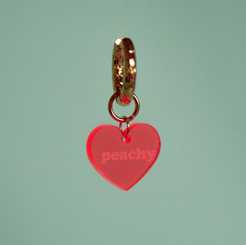 Oorhanger Peachy Heart - neon rood