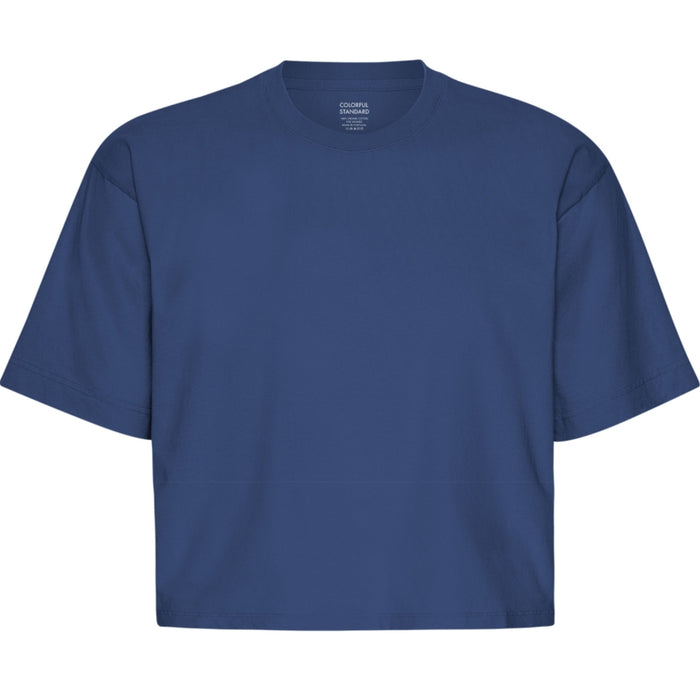 T-shirt Organic Boxy Crop - marine blue