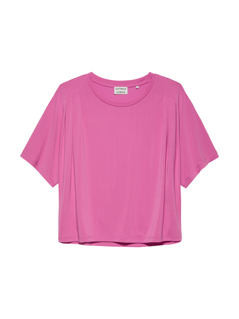 T-shirt Pleated Schoulder Tee - roze