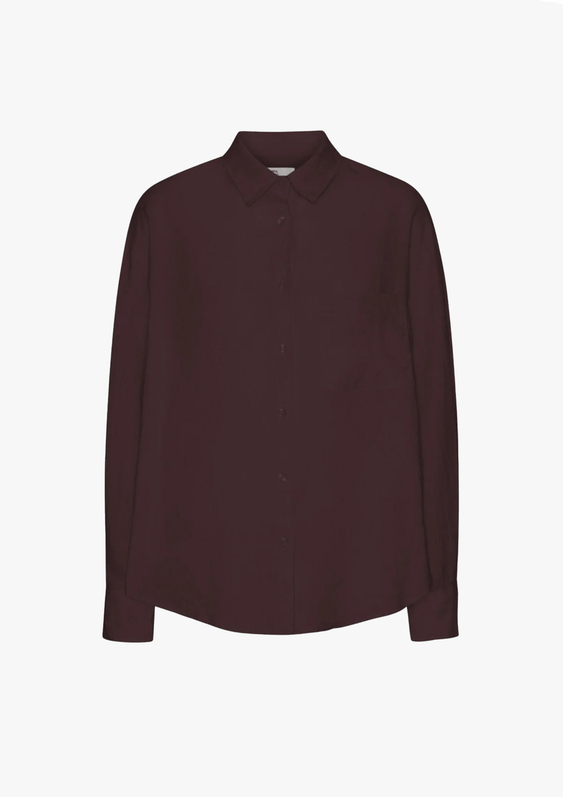 Blouse Linen Oversized - oxblood red