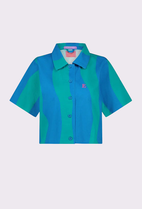 Blouse Cropped Carlo - blauw/groen