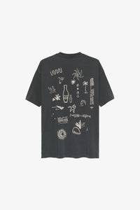 T-shirt Oversized Graphic Fish - faded black